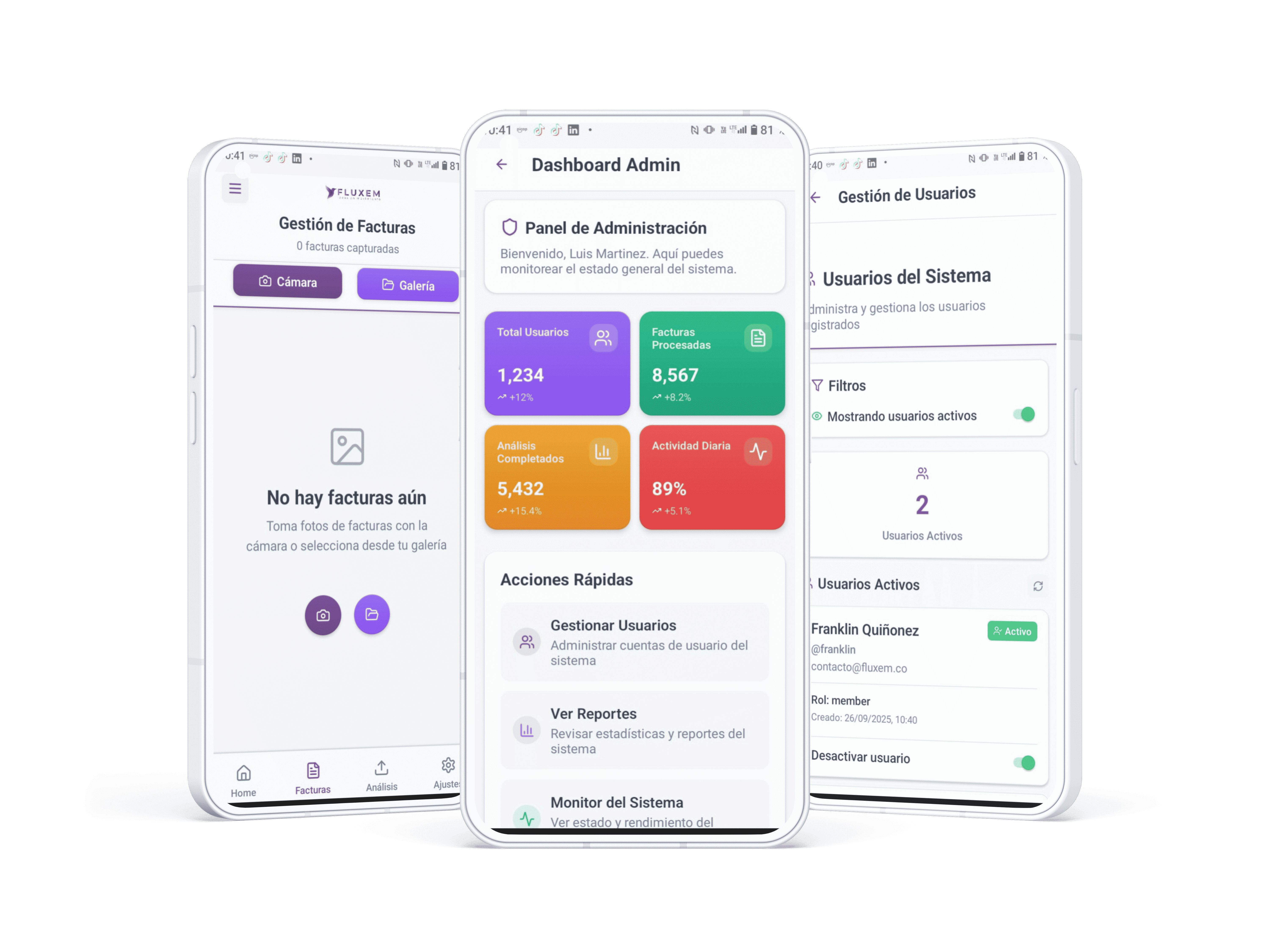 Mockup de la aplicación